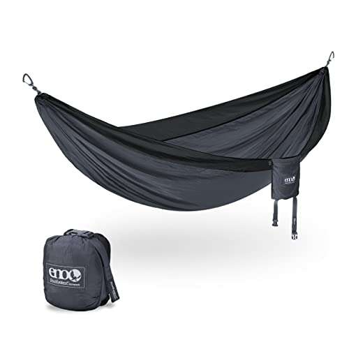 ENO DoubleNest Hammock – Lightweight, Portable, 1 to 2 Person Hammock – for Camping, Hiking, Backpacking, Travel, a Festival, or The Beach – Charcoal/Black