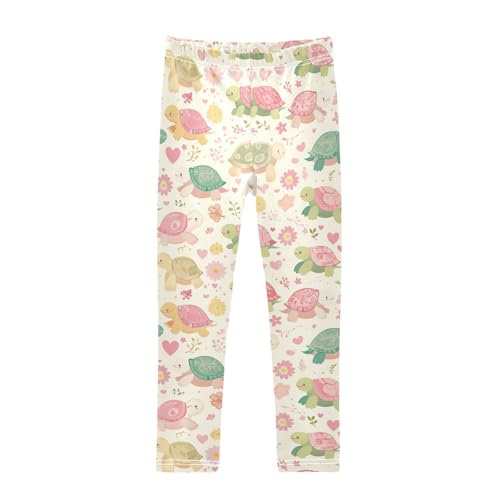Turtles Girls' Leggings Toddler Doodles Flowers Hearts Kids Yoga Pants Dance Active Tights 4T