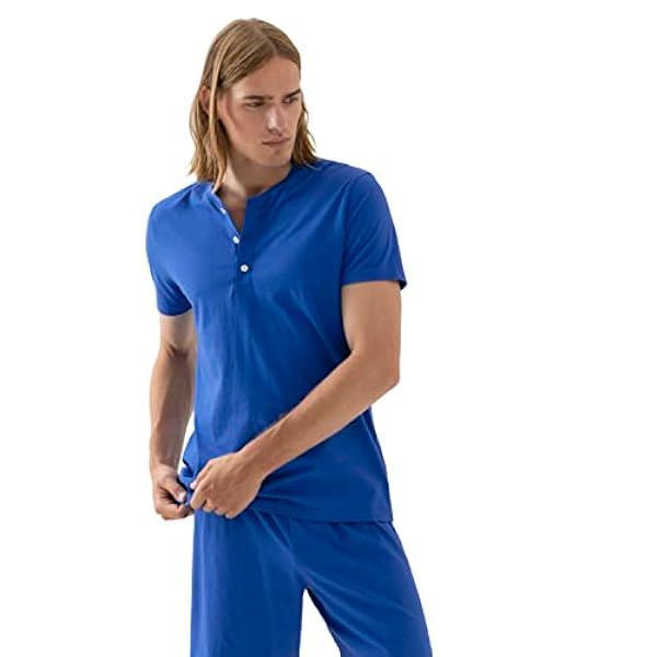 Mey Heren T-Shirt - korte mouwen Homewear Shirt met Henley kraag - Club Coll. Serie Ringwood - 51154