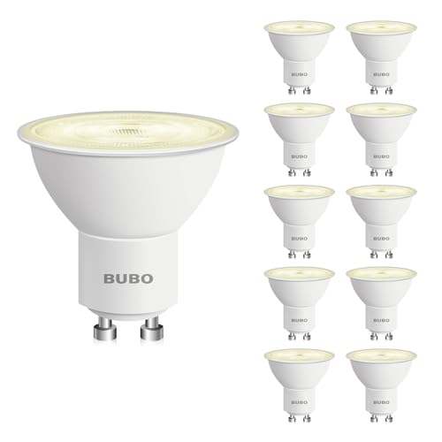 BUBO GU10 LED Bulb 6W Equivalent 50W, 2700K Soft White 650 Lumens, Non-Dimmable GU10 Bulb Replacement for Track Lighting, MR16 LED Bulb for Kitchen, Range Hood, Living Room, Bedroom, 10 Pack