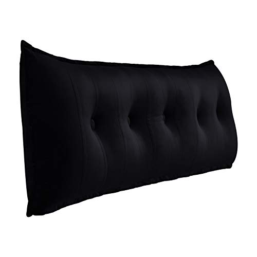 VERCART Rectangular Headboard Reading Body Pillow Bedside Oversized Throw Cushion Extra Large Backrest Lumbar Pillows Positioning Back Support Bolster for Bed Sofa Couch Velvet Black Queen
