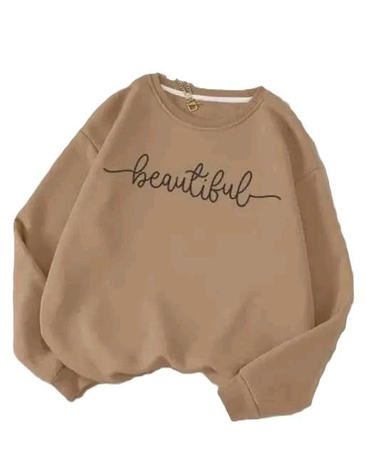 Stylish Women Sweatshirt Relaxed Fit Soft Fabric Perfect for Daily Casual Indoor Outings Beige XL-image-19
