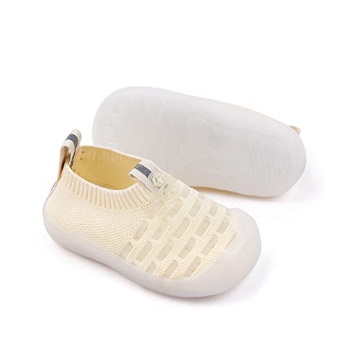 Toddler Floor Shoes Cute Child Boy Girl Walking Shoes Infant Non Slip First Walking Shoes Breathable Mesh Shoes (1-Yellow, 17)3