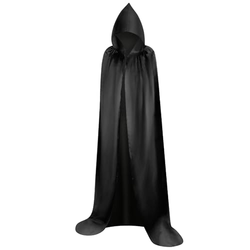 Myir JUN Largo Capa con Capucha, Unisex Adulto Niños Disfraz de Halloween Fiesta Disfraces Vampiro Traje (Negro, XXL)