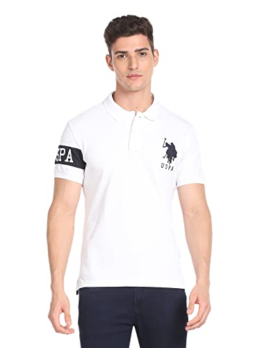 U.S. Polo ASSN. Slim Fit Solid Polo T-Shirt for Men - Collared Neck, Half Sleeves Casual Mens Tshirt