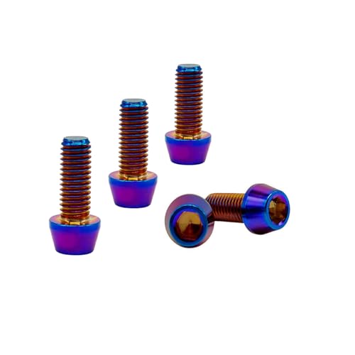 Image of RISON Titanium Bolts Ti Bolt M6*1.0 * 25 Hex Tapered Socket Head 5Pcs Burnt Blue Titanium Hex Tapered Head Bolt Screw for Bike stem