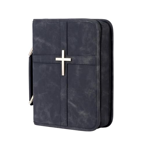 Kfwfuaee Funda portátil de piel sintética para la Biblia, protector de quiasma para viajes, tamaño 9.5 x 6.7 x 2.2 pulgadas, cubierta de la Biblia vintage