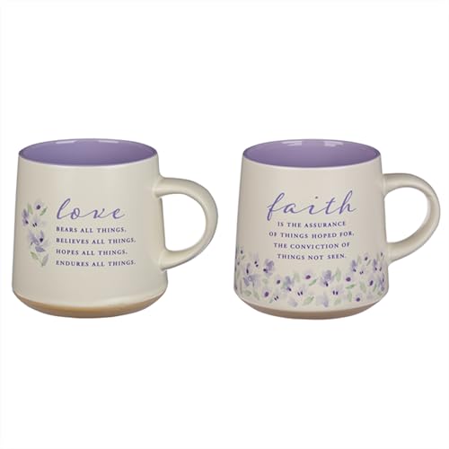 Christian Art Gifts Novelty Floral Ceramic Coffee Mug Set for Women