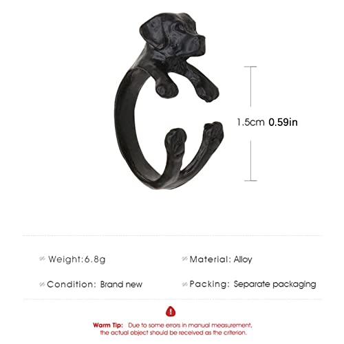Women Pet Rings Friendship Dog Rings Minimalist Opening Adjustable Engagement Rings Exquisite Jewelry (Black, One Size)2