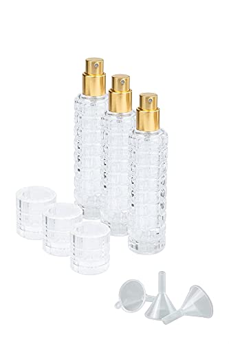 Fulok Cocktail Atomizer Vermouth Spritzer 1.01OZ / 30ml, Bar Mister with Refillable Canister and Funnel for Cocktails Portable Perfume Sprayer (Color : Gold, Size 3PCS)