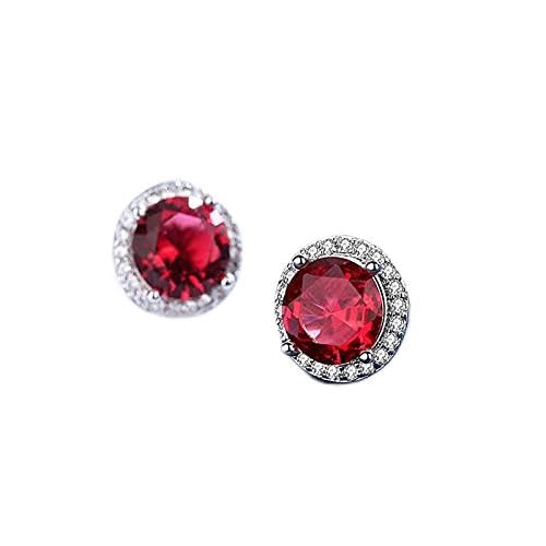 Boucles d'oreilles rubis rouge et argent massif style joaillerie