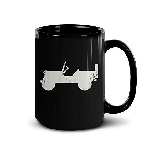 Jeep Willys Profile and Script Logo Black Mug - 15 oz - Image 3