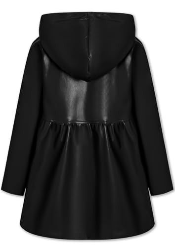 Betusline Kids Girls PU Faux Leather Trench Coat Hooded Winter Outwear Jackets, 2-14 Years2