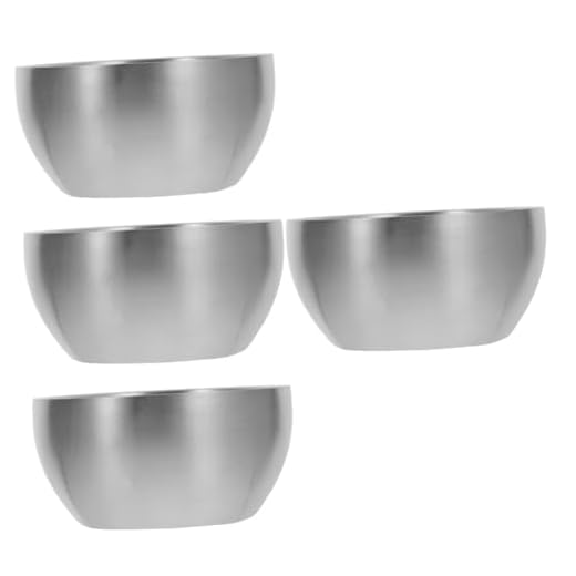 OUNONA Tigela De Arroz De Aço Inoxidável 4 Unidades Tigela De Arroz Japonês Tigela De Ramen Japonês Tigela De Mistura De Salada Tigela De Macarrão Tigela De Sorvete De Parede Dupla