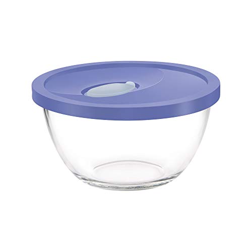 Image of Treo by Milton Mixing Glass Bowl 500 with Flexi Lid, 440 ml, 1 Piece, Transparent | Serving Bowl | Snacks | Salad | Noodle | Cereal | Kitchen Container | Microwave Safe | Dishwasher Safe | Food Safe