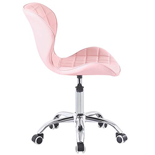 Charles Jacobs Swivel Office Chair with Chrome Base Wheels and Adjustable Height in Pink - Image 3