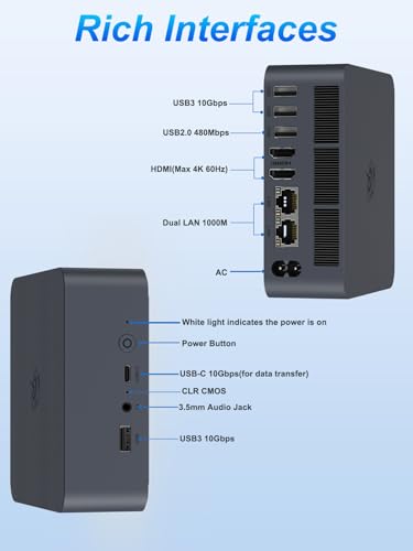 Beelink Mini Pc, Intel Core I3-1220P(10C/12T, Up To 4.4Ghz), 24Gb Lpddr5 Ram 500Gb Pcie4.0 Ssd, Eqi12 Mini Desktop Computer Support 4K@60Hz Dual Display/Dual Hdmi/Dual Lan/Wifi 6/Bt5.2/Bulit-In Psu thumb #5
