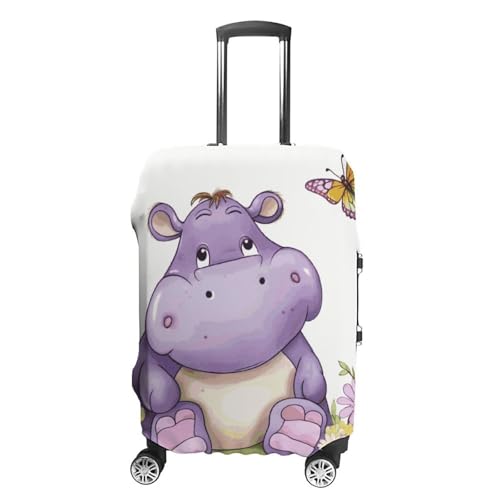 Carry on Luggage Cover Butterfly And Hippo Suitcase Covers for Luggages Tsa Approved Travel Luggage Sleeve Protector Elastic Suitcase Protector Anti-Scratch Washable Fits 19-30 Inch Case -M