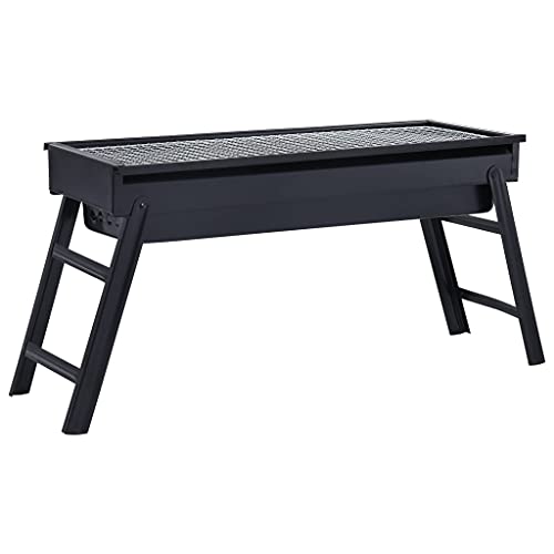 Barbacoa portátil de camping Acero inoxidable 60x22,5x33 cm,Hogar y jardín,Artes de la mesa y artes culinarias,Electrodomésticos de cocina,Barbacoas,Negro,5.51 LB,46610