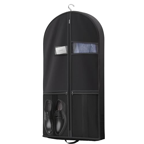 Lazebox 43' Travel Garment Bag with Accessories Zipper Pocket, Heavy Duty Suit Bag for Suits,...