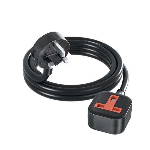 Single Extension Lead 6ft Cord Travel Power Cable 13 Amp Outdoor Plug Socket Heavy Duty Small Electrical Socket Black New upgrade in 2025