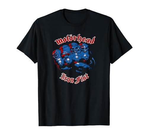 Image of Motörhead Iron Fist Red Blue Skulls T-Shirt, Men, Black, Medium