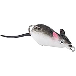 Señuelo Raton Ratón Rat Fishing Lure, 2pcs de agua dulce ratón de goma suave ratón señuelos de pesca señuelos artificiales Top Water Tackle ganchos Bass Cebo Dual Ganchos Tackle(gris oscuro)