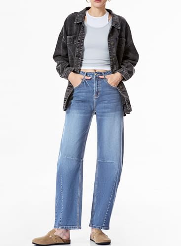 SIDEFEEL Women's Barrel Jeans Wide Leg Vintage Mid Rise Y2k Baggy Boyfriend Denim Pants