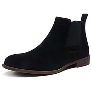 Jousen Men’s Chelsea Boots Lightweight Casual Chukka Ankle Boots Classic Elastic Dress Boots for Men (AMY650A Black Suede 9.5)