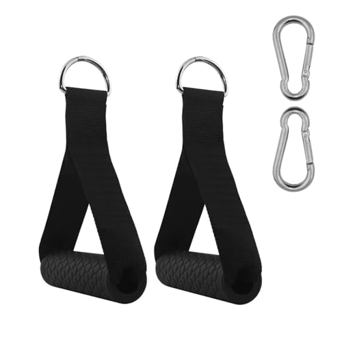 Baodenvi 2 PCS Mango de Resistencia para Ejercicios Agarres Poleas Gym Nylon Agarres para Gym Set para Entrenamientos en Polea Gimnasio Negro