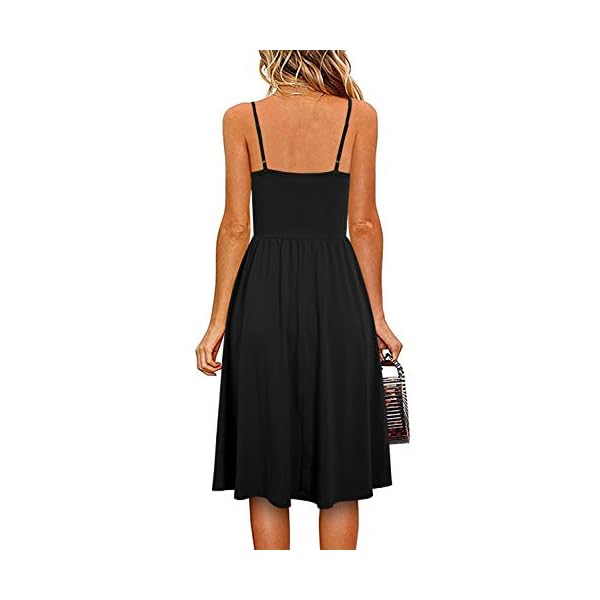 YATHON Women's Spaghetti Straps Party Sundress Casual Beach Summer Dresses (L, YT090-Black)