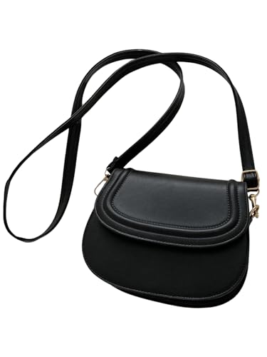 SHENHE Women's PU Leather Small Flap Saddle Crossbody Shoulder Bag Purse with Adjustable Strap