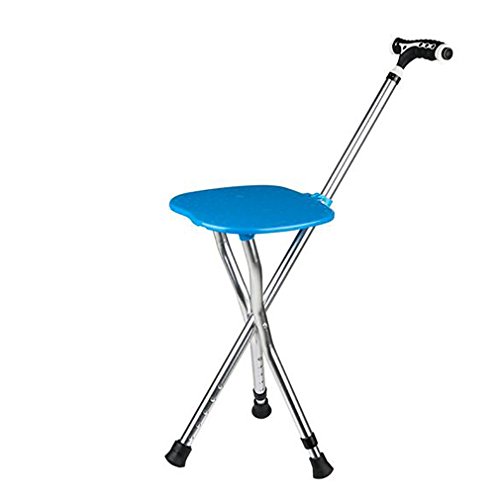 Walking Sticks Old Man Cane Stool Steady Three-Legged Bracket Multifuncional Two In One Rest Taburete,Blue