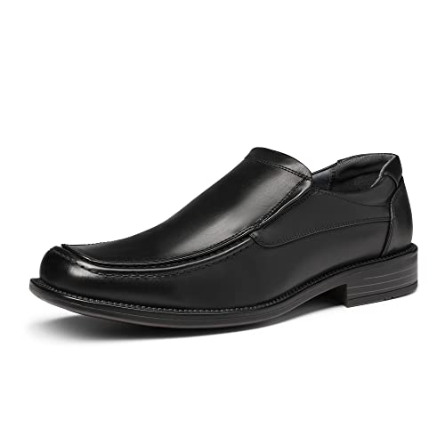 Bruno Marc Men's Goldman-02 Slip on Leather Lined Square Toe Dress Loafers Shoes for Casual Weekend Formal Work 9 Black