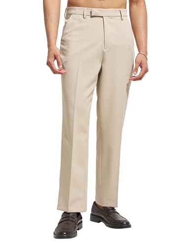 Image of Highlander Men Men Solid Korean Trousers|Relaxed fit|Mid-Rise|Premium Blend|All Day Smart Wear Workwear