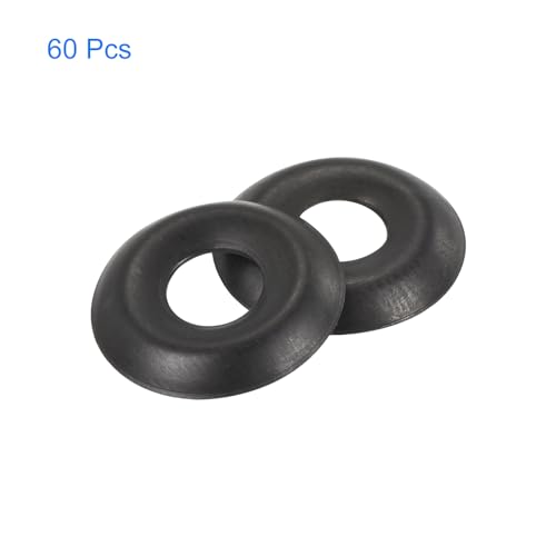 QUARKZMAN 60 Stück Becherunterlegscheibe Senkkopf, Eisen Schwarz Senkkopf-Unterlegscheiben Senkscheiben für M5 Schrauben (M5 ID x 14mm OD x 2mm Dicke)