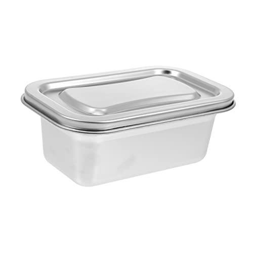 Alipis Caja De Helado Tapa Contenedor De Preparación De Comidas Plato Papelera Automático Recipiente Hermético Para Refrigerios Recipiente De Helado Reutilizable Acero Inoxidable Silver
