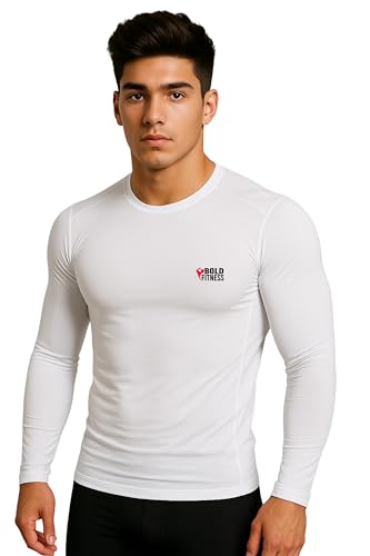 Image of BOLD FITNESS Men Full Sleeve Compression Regular Fit T-Shirt - Athletic Base Layer Tights for Fitness