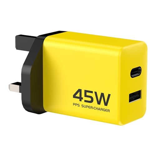 Pipestation USB-C Charger | 45W USB Phone GaN Charging Multi-Plug | PPS 45W USB Type-C Super Fast Charger | USB-A and USB-C Plug | USBC Plug Adaptor UK | USBC Power Charging Adapter UK