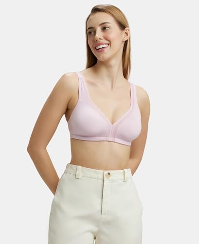Image of Jockey 1820 Women Wirefree Non Padded Soft Touch Microfiber Elastane Stretch Full Coverage Everyday Bra with Stylised Mesh Panel