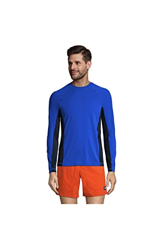 Lands' End Mens Long Sleeve Swim Tee Rash Guard Vibrant Blue Regular XX-Large