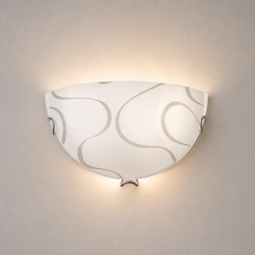 MA MAISON Applique con Ondine in Vetro 30x10x15h cm - da Parete, con Ganci, Attacco E27, 57W, Compatibile con Led, adatto per Soggiorno, Camera da letto, Bagno, Corridoio - Made in Italy