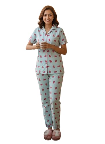 Image of Women Lycra Night Suit Set | Premium Soft Nightwear Pajama Set | Stylish Comfortable Sleepwear for Ladies | Elegant Lounge Wear Night Dress