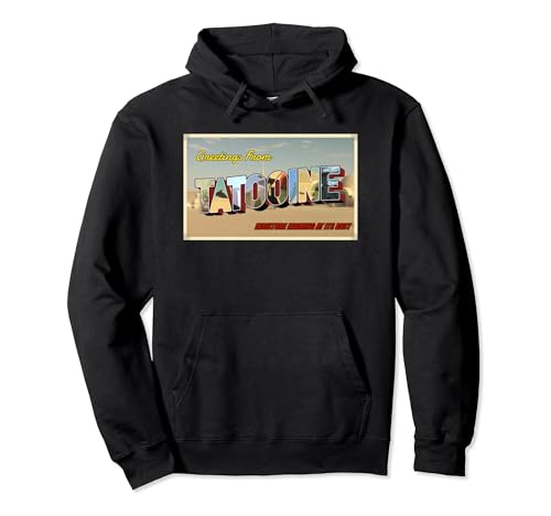 Sweat Tatooine Star Wars : pull à capuche imprimé carte postale pour look geek au quotidien