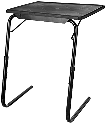 Amazon Brand - Solimo Swerve Height Adjustable Plastic Laptop & Utility Table with Cup Holder (Black)