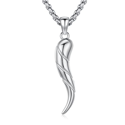 Best Protection Amulet - Top 5 Picks & Review 5 Italian Horn Necklace for Men 925 Sterling Silver Cornicello Pendant Good Luck Protection Amulet Jewelry with 22"+2" Round Box Chain