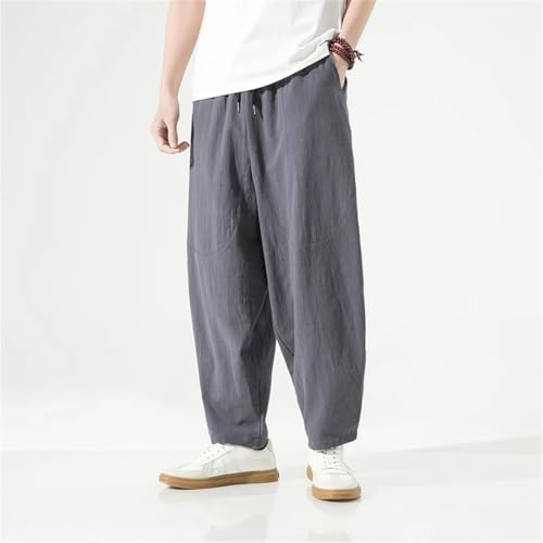 Men Pants Breathable Cotton Linen Pants Loose Wide Leg Pants Harem Pants3