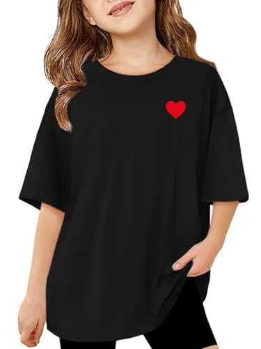 Image of ZDC Girls Short Sleeve T Shirts Kids Summer Oversized Tops Trendy Crewneck Basic Tees 5-14 Years