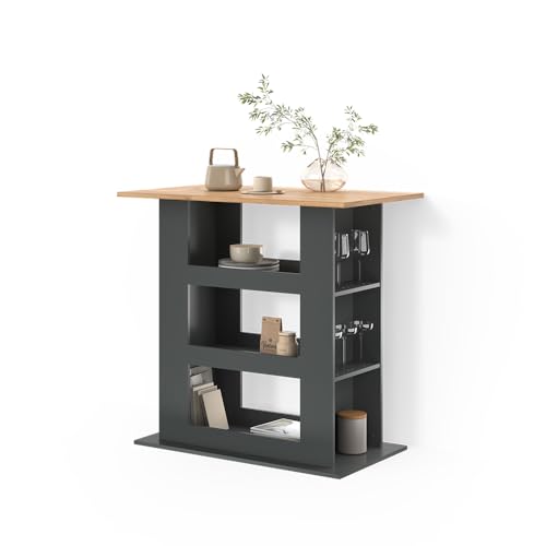 Livinity Table de Bar Regusa, Chêne doré/Anthracite, 110x65cm