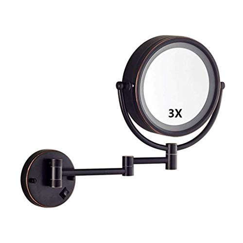 Miroir de maquillage LED 3X avec double face extensible et pivotante